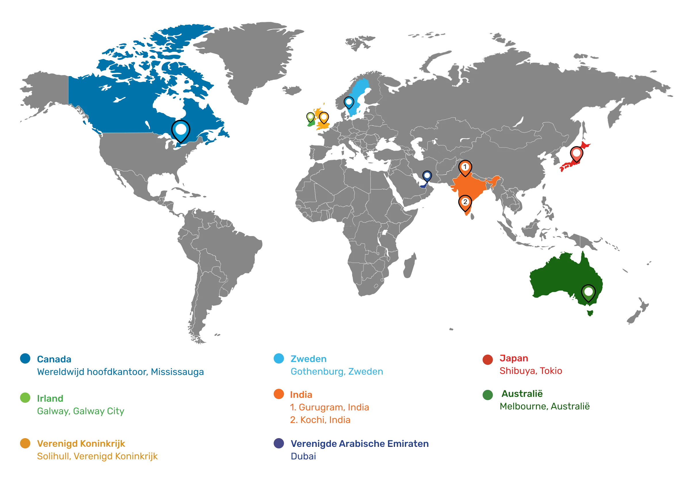 Map of SOTI Office Locations Around The World